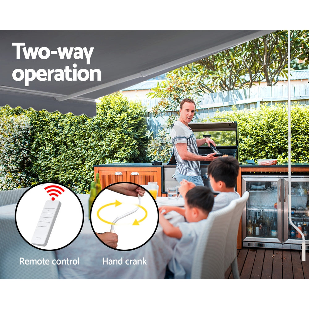 Marlook Retractable Folding Arm Awning Motorised Sunshade 3Mx2.5M Pearl Grey