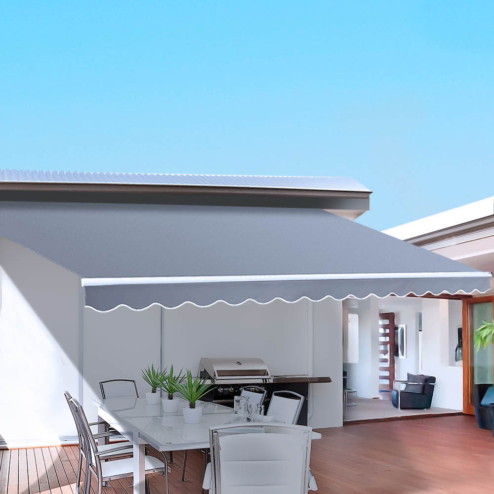 Marlook Retractable Folding Arm Awning Motorised Sunshade 3Mx2.5M Pearl Grey