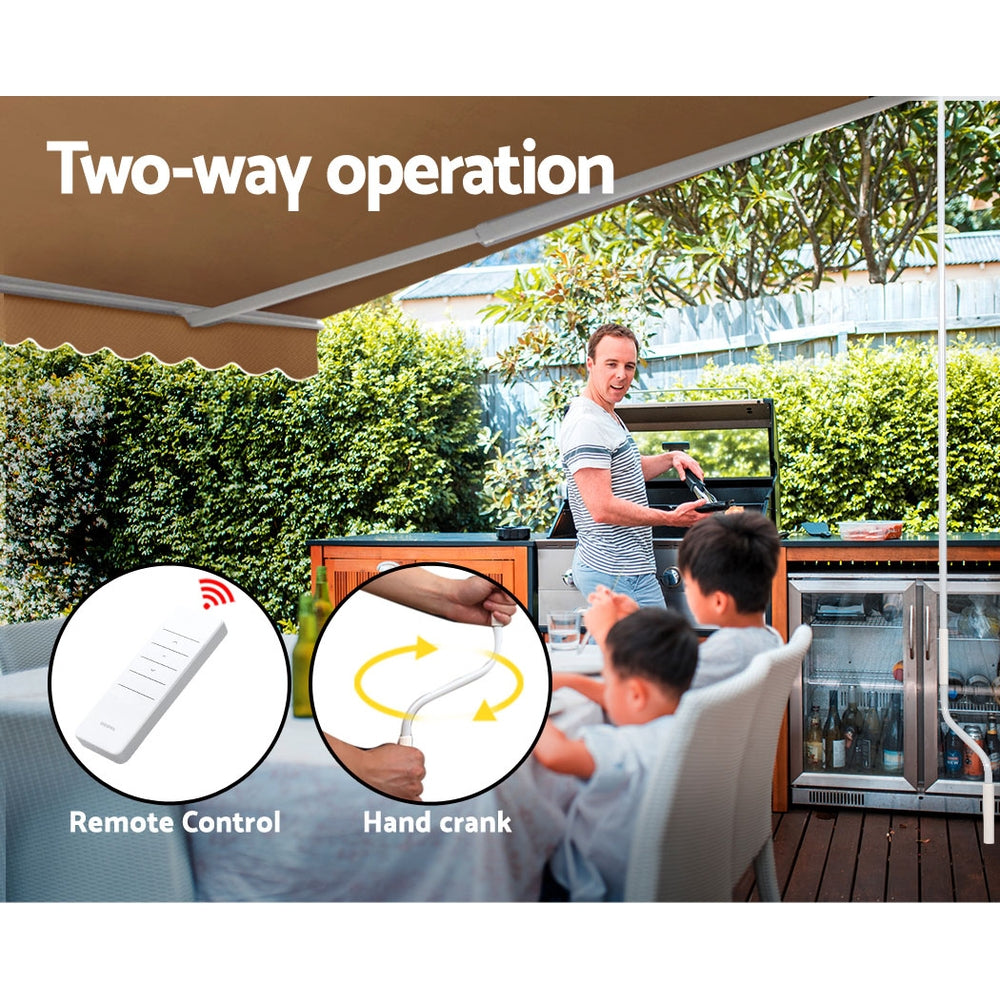 Marlook Retractable Folding Arm Awning Motorised Sunshade 4Mx3M Beige