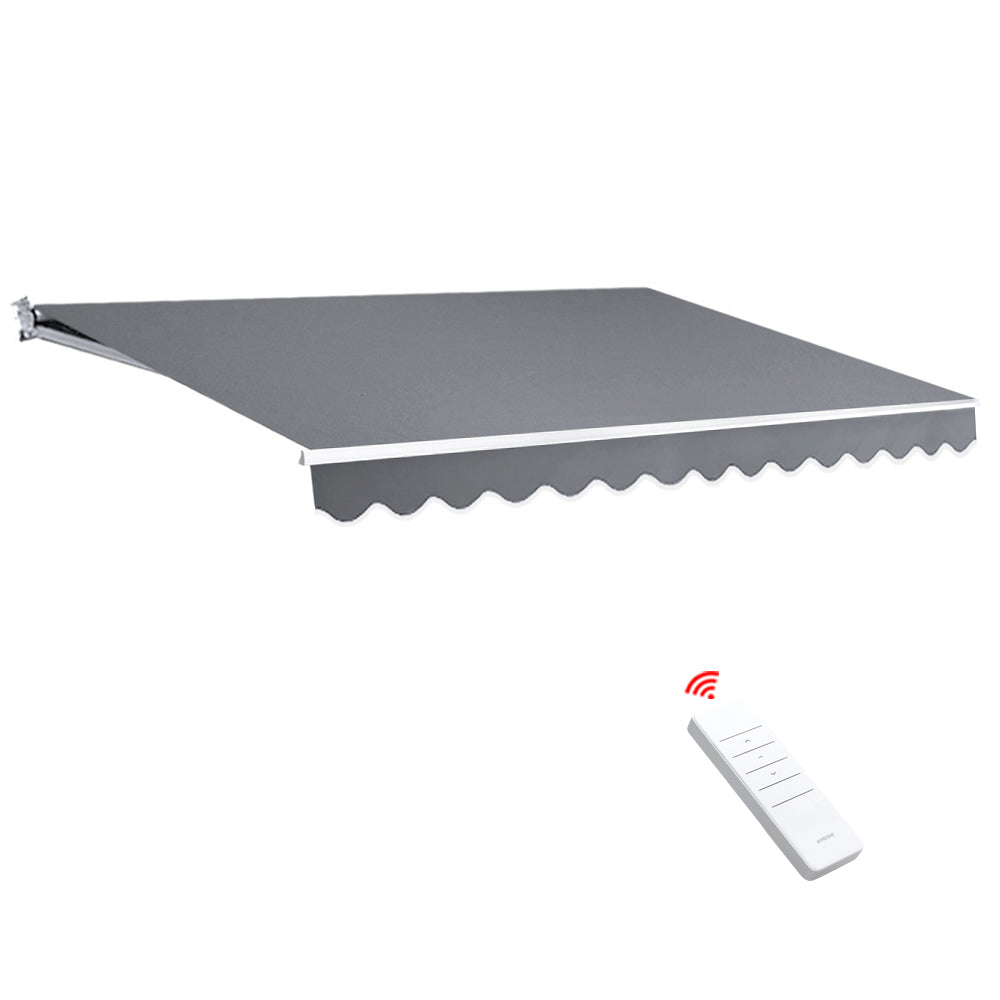Marlook Retractable Folding Arm Awning Motorised Sunshade 4Mx3M Pearl Grey