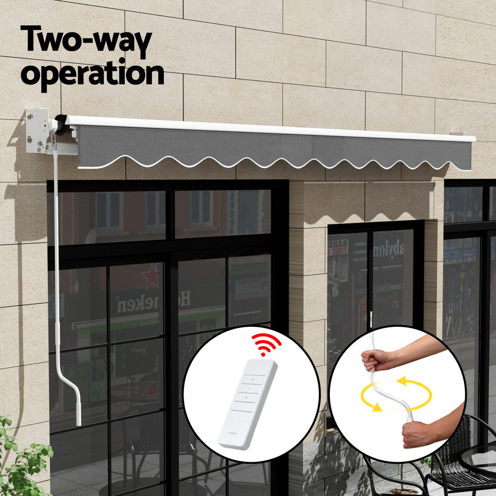 Marlook Retractable Folding Arm Awning Motorised Sunshade 4.5Mx2.5M Grey