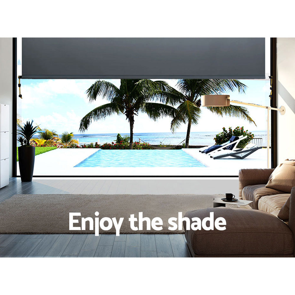 Marlook Outdoor Blinds Blackout Roll Down Awning Window Shade 1.5X2.5M Grey
