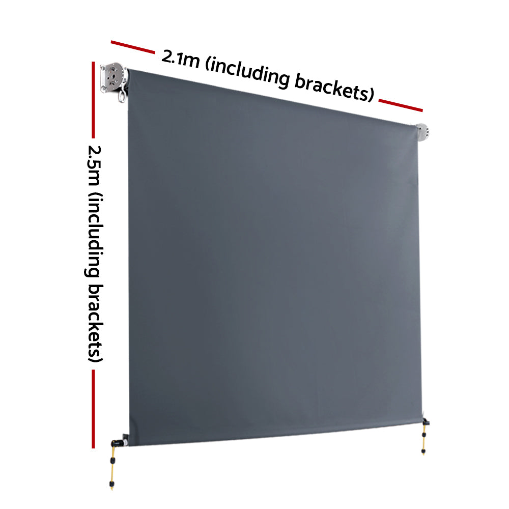 Marlook Outdoor Blinds Blackout Roll Down Awning Window Shade 2.1X2.5M Grey