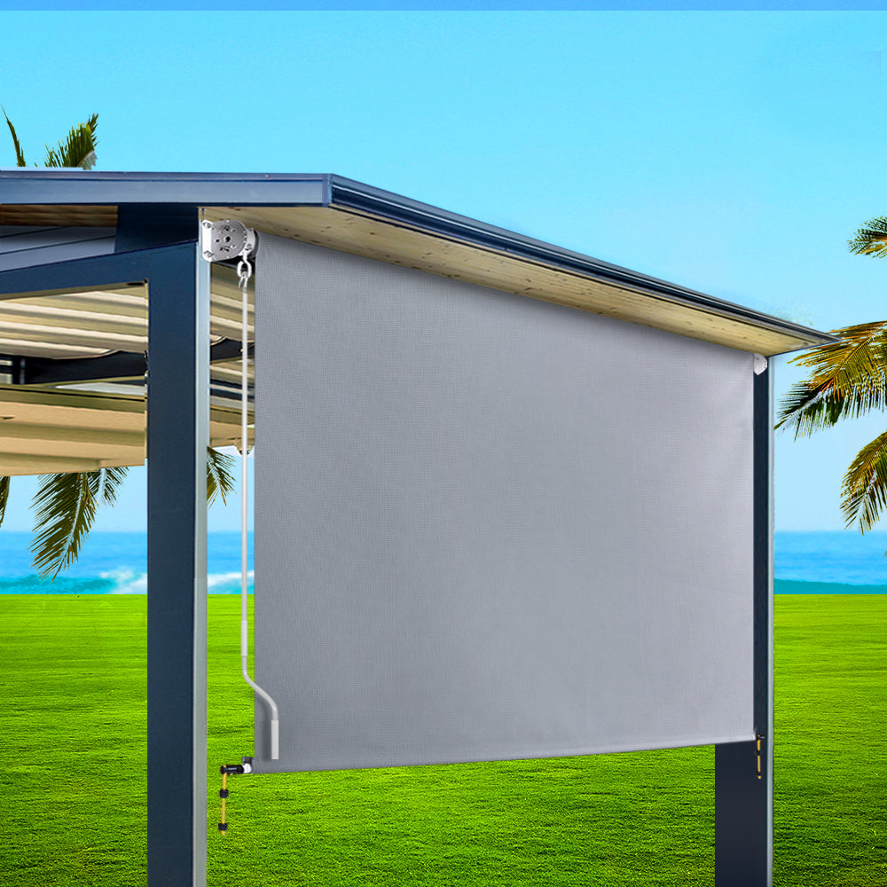 Marlook Outdoor Blinds Light Filtering Roll Down Awning Shade 3X2.5M Grey