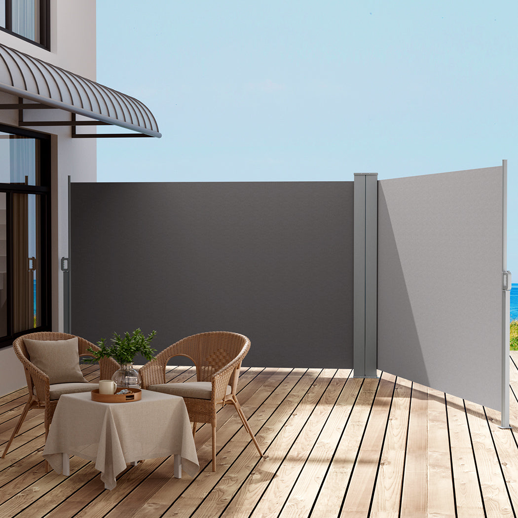Marlook Side Awning Sun Shade Outdoor Retractable Privacy Screen 1.8X6M Grey