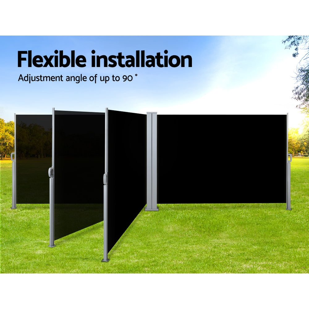 Marlook Side Awning Outdoor Blinds Sun Shade Retractable Screen 2X6M BK
