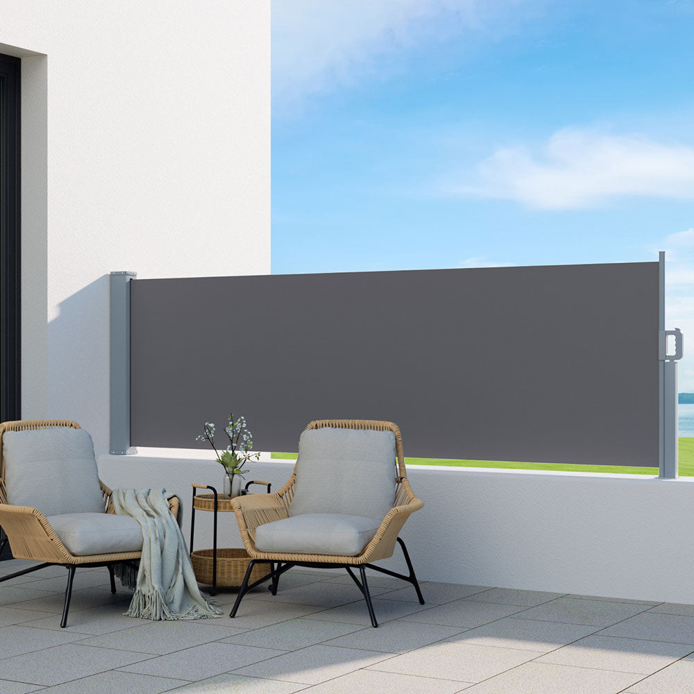 Marlook Side Awning Sun Shade Outdoor Blinds Retractable Screen 1X3M Grey