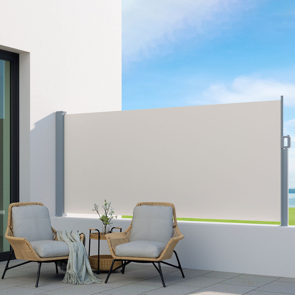 Marlook Side Awning Sun Shade Outdoor Blinds Retractable Screen 1.4X3M Cream