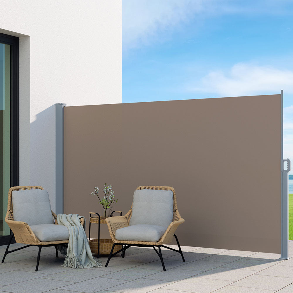 Marlook Side Awning Sun Shade Outdoor Blinds Retractable Screen 1.8X3M Brown