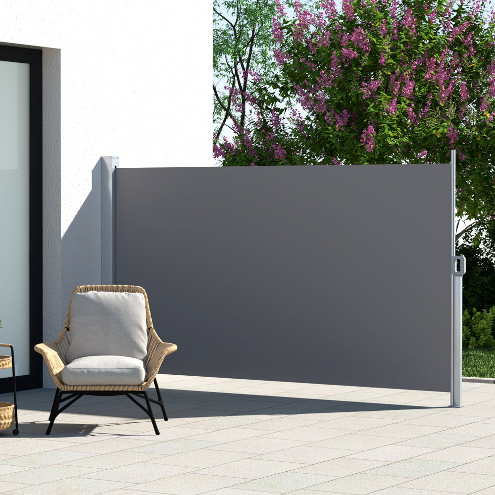 Marlook Side Awning Sun Shade Outdoor Retractable Privacy Screen 1.8X3M Grey