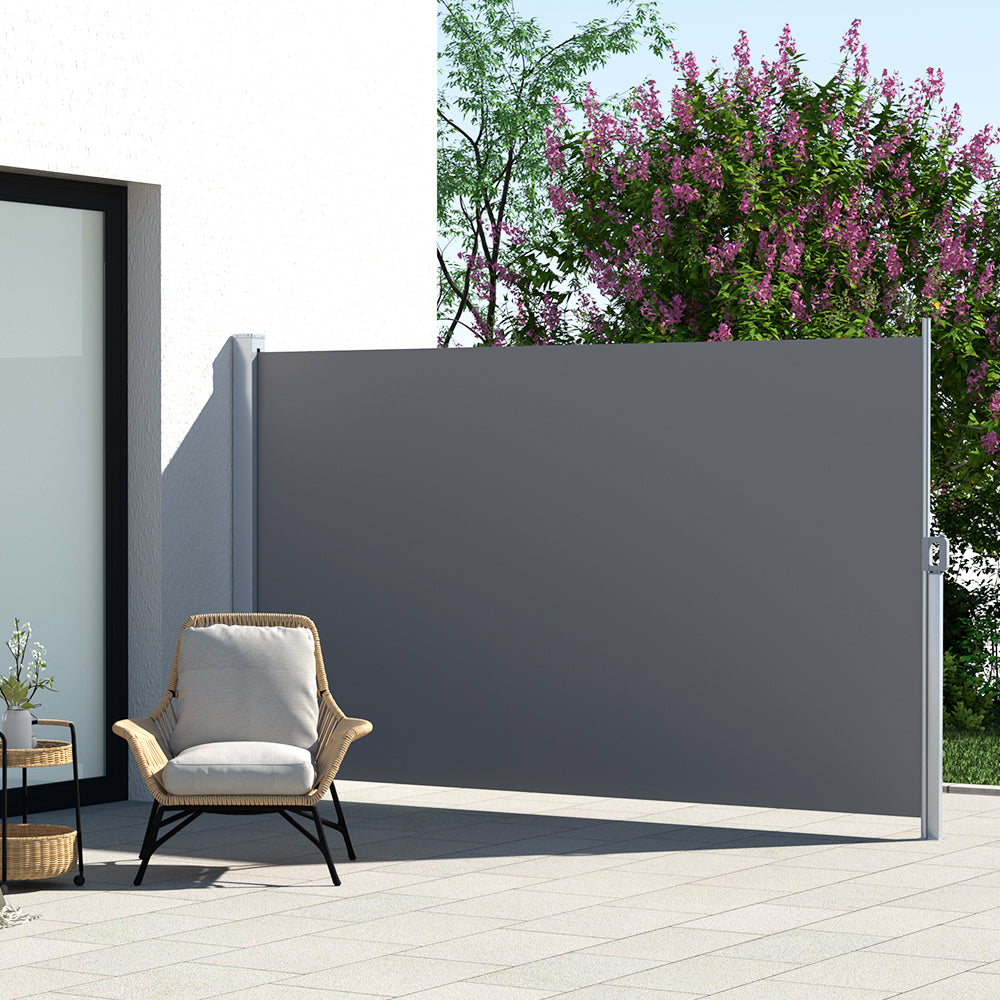Marlook Side Awning Sun Shade Outdoor Retractable Privacy Screen 2X3M Grey