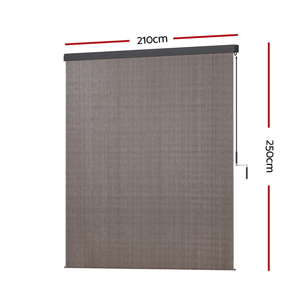 Marlook Outdoor Blinds Light Filtering Roll Down Awning Shade 2.1X2.5M Brown