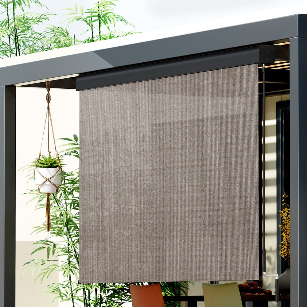 Marlook Outdoor Blinds Light Filtering Roll Down Awning Shade 2.1X2.5M Brown