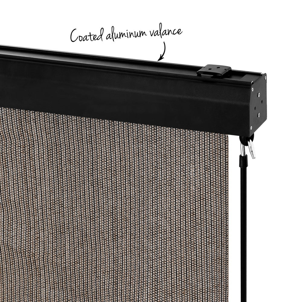 Marlook Outdoor Blinds Light Filtering Roll Down Awning Shade 3X2.5M Brown