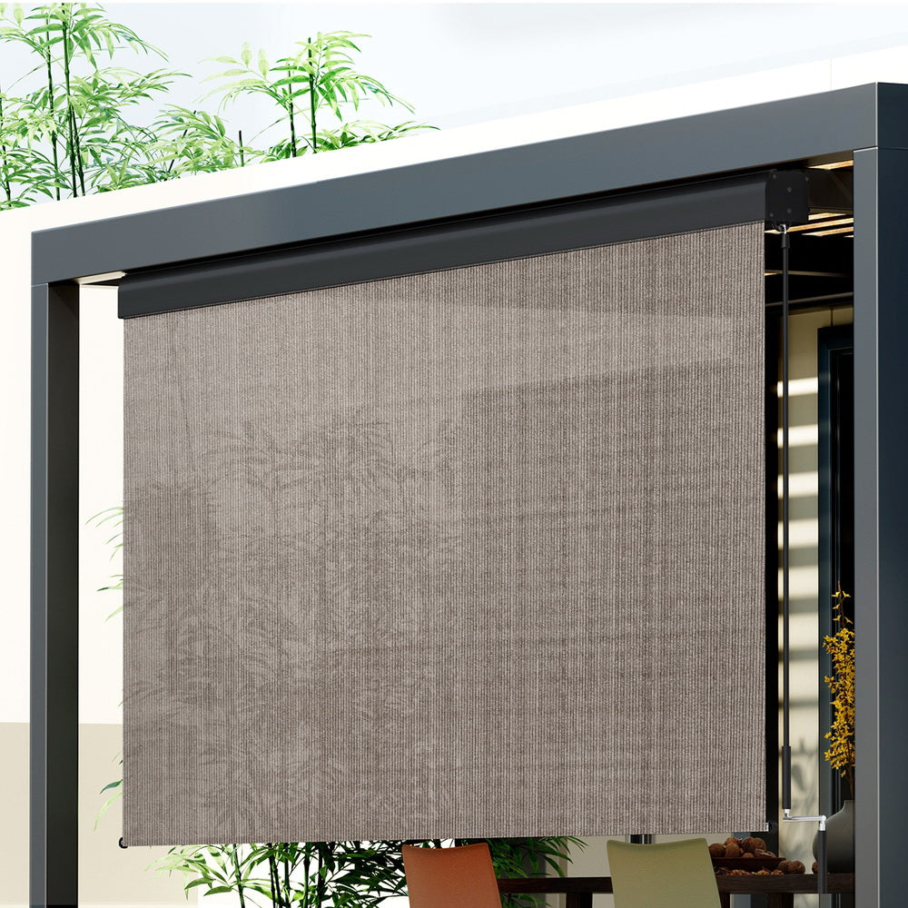 Marlook Outdoor Blinds Light Filtering Roll Down Awning Shade 3X2.5M Brown