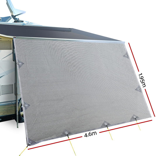Marlook Privacy Screen Roll Out Awning 4.6x1.95M End Wall Side Sun Shade Grey
