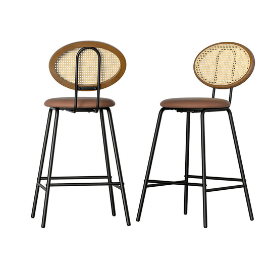 Marlook 2x Bar Stools PU Leather Stools Brown