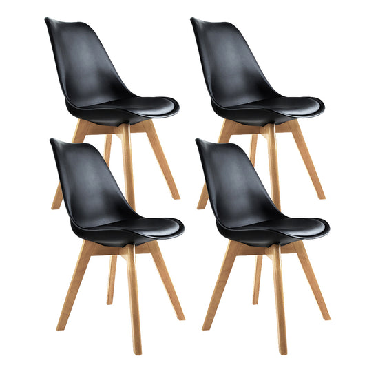 Marlook Dining Chairs Set of 4 Leather Plastic DSW Replica Wooden Black