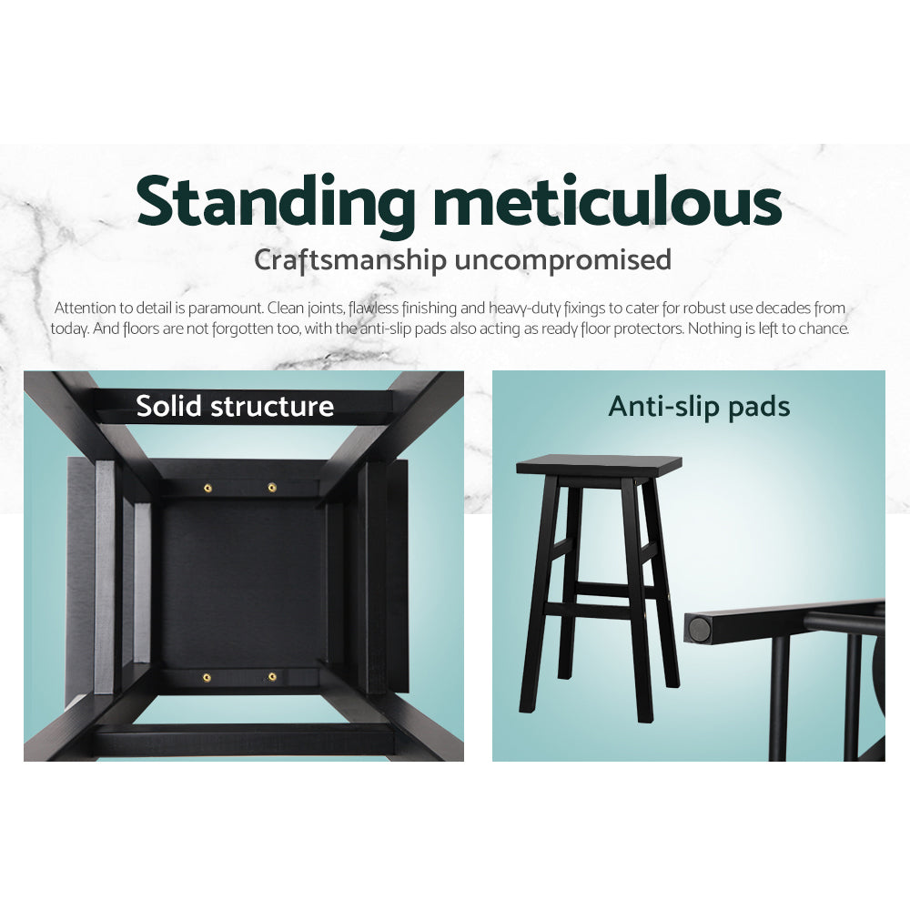 Marlook Bar Stools Kitchen Counter Stools Wooden Chairs Black x2