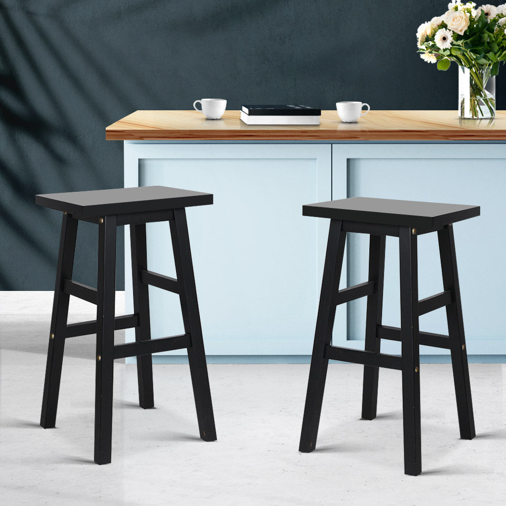Marlook Bar Stools Kitchen Counter Stools Wooden Chairs Black x2