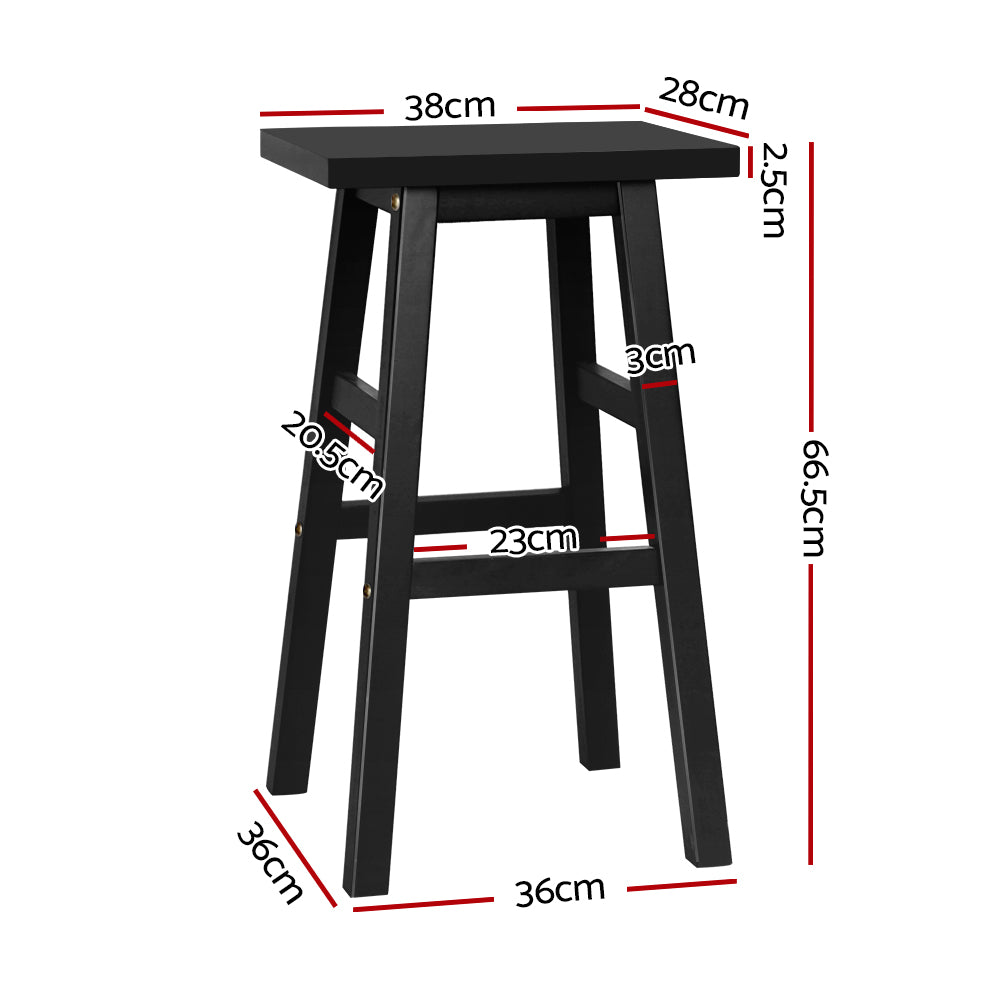 Marlook Bar Stools Kitchen Counter Stools Wooden Chairs Black x4