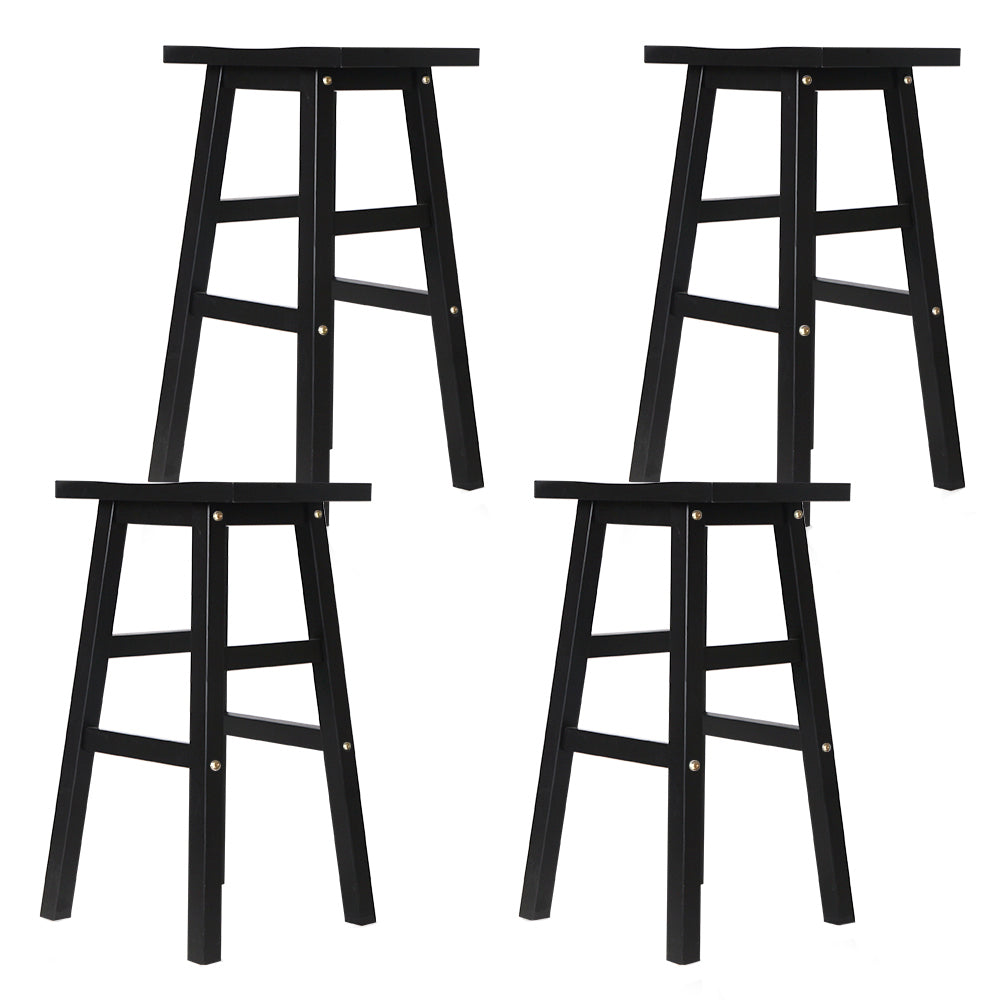 Marlook Bar Stools Kitchen Counter Stools Wooden Chairs Black x4