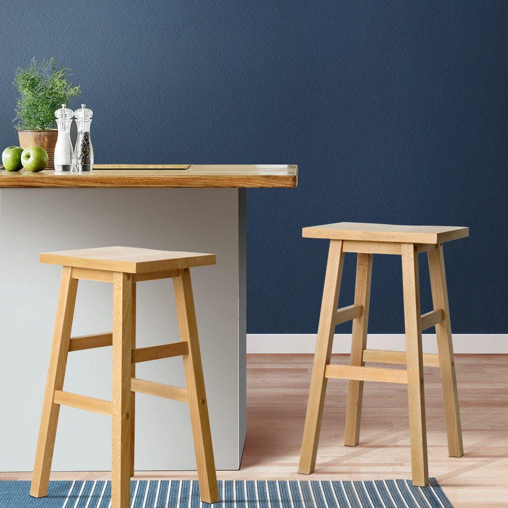 Marlook Bar Stools Kitchen Counter Stools Wooden Chairs Natural x2