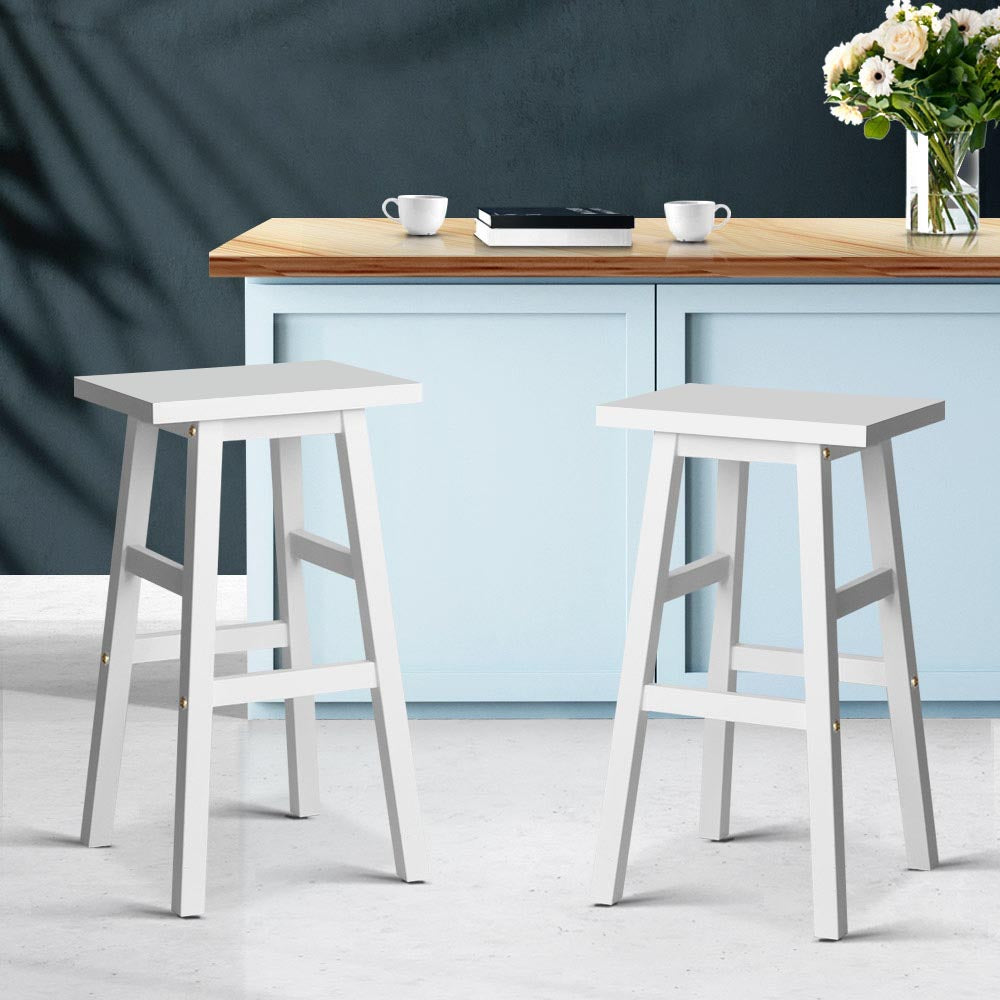 Marlook Bar Stools Kitchen Counter Stools Wooden Chairs White x2