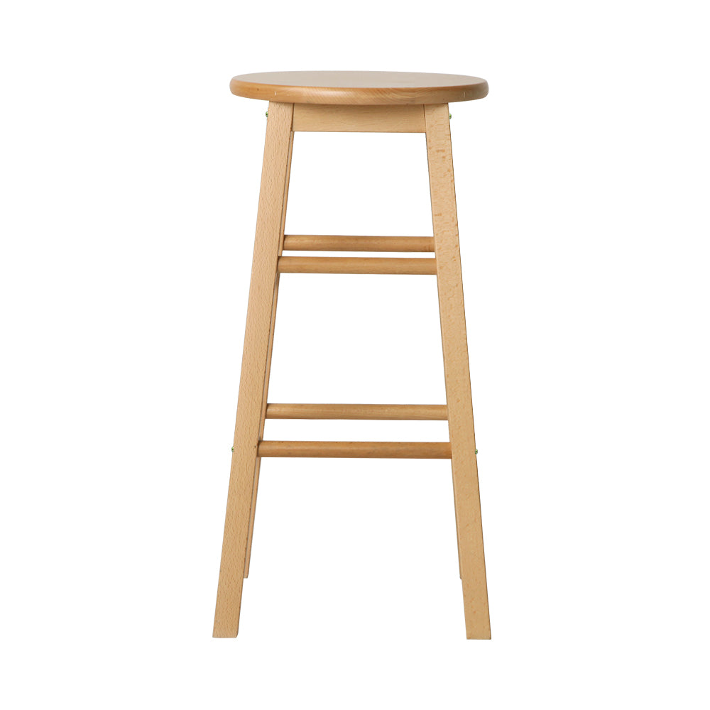 Marlook 2x Bar Stools Round Chairs Wooden Nature