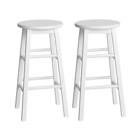 Marlook 2x Bar Stools Round Chairs Wooden White