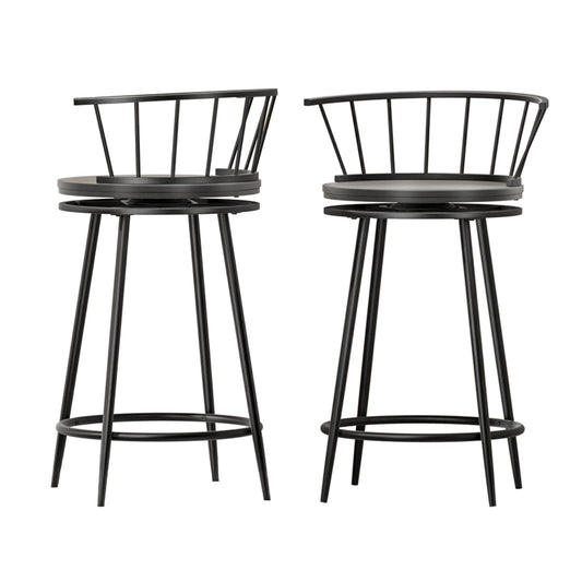 Marlook 2x Bar Stools Swivel Metal Chairs