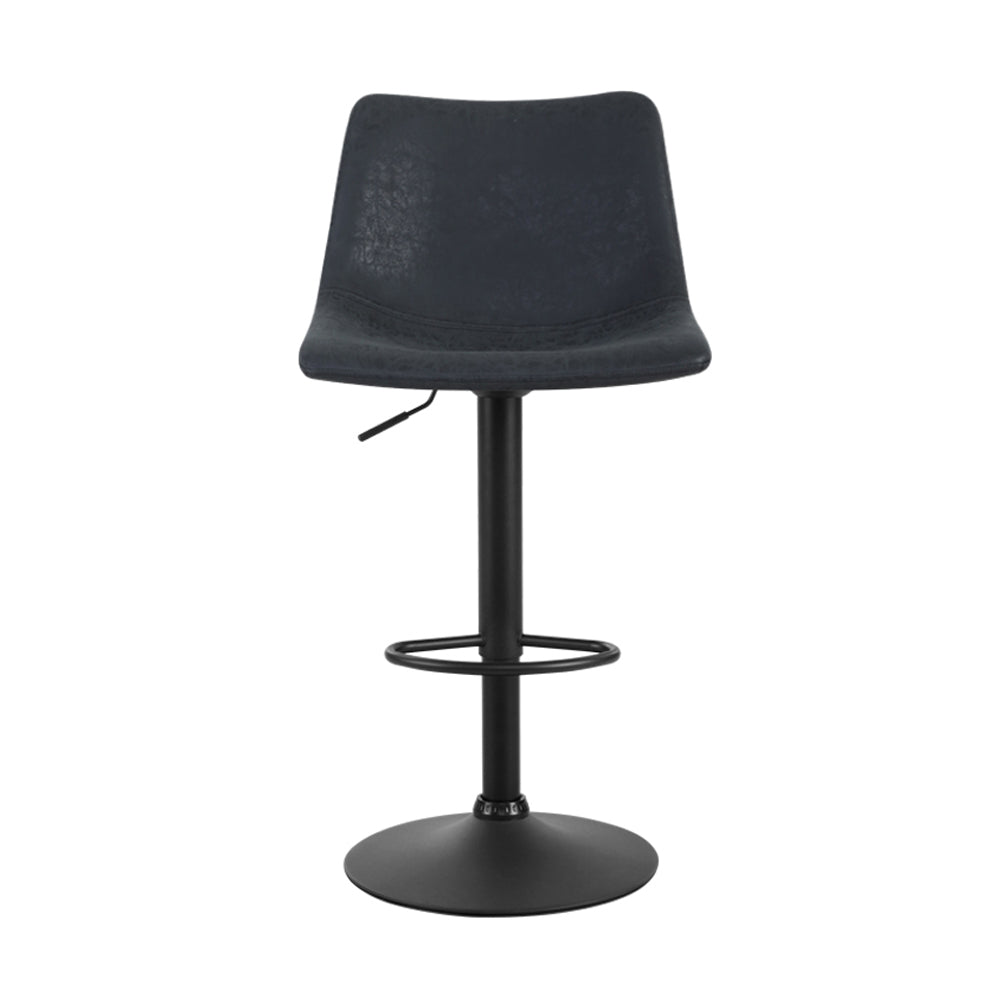 Marlook 2x Bar Stools Vintage Leather Swivel Gas Lift Black