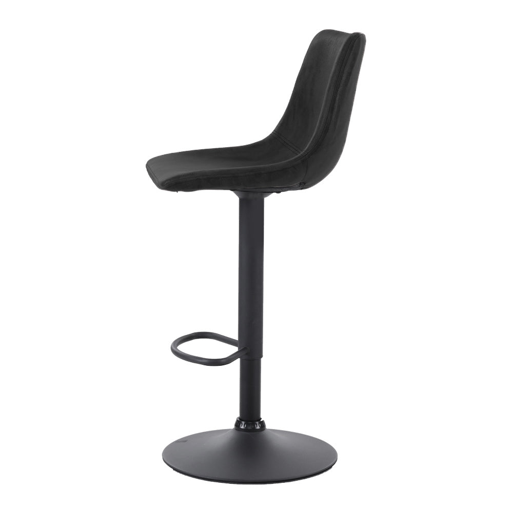 Marlook 2x Bar Stools Vintage Leather Swivel Gas Lift Black
