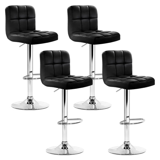 Marlook 4x Bar Stools Leather Gas Lift Black