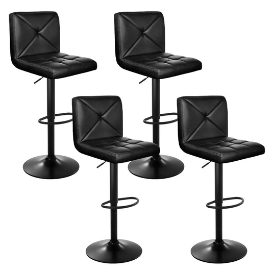 Marlook 4x Bar Stools Gas Lift Leather Chair Black