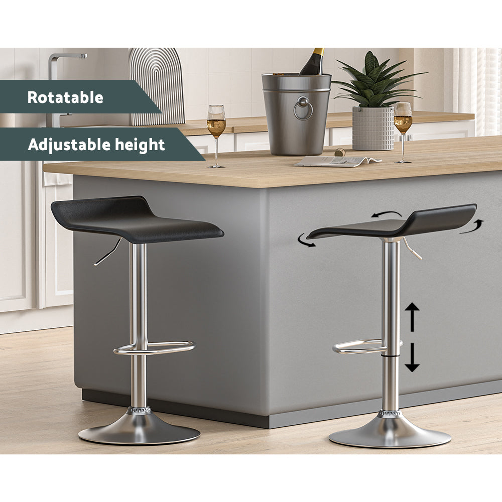 Marlook 4x Bar Stools Faux Leather Chair Black