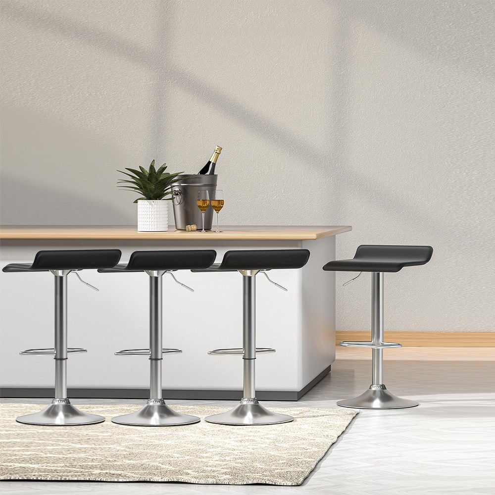 Marlook 4x Bar Stools Faux Leather Chair Black