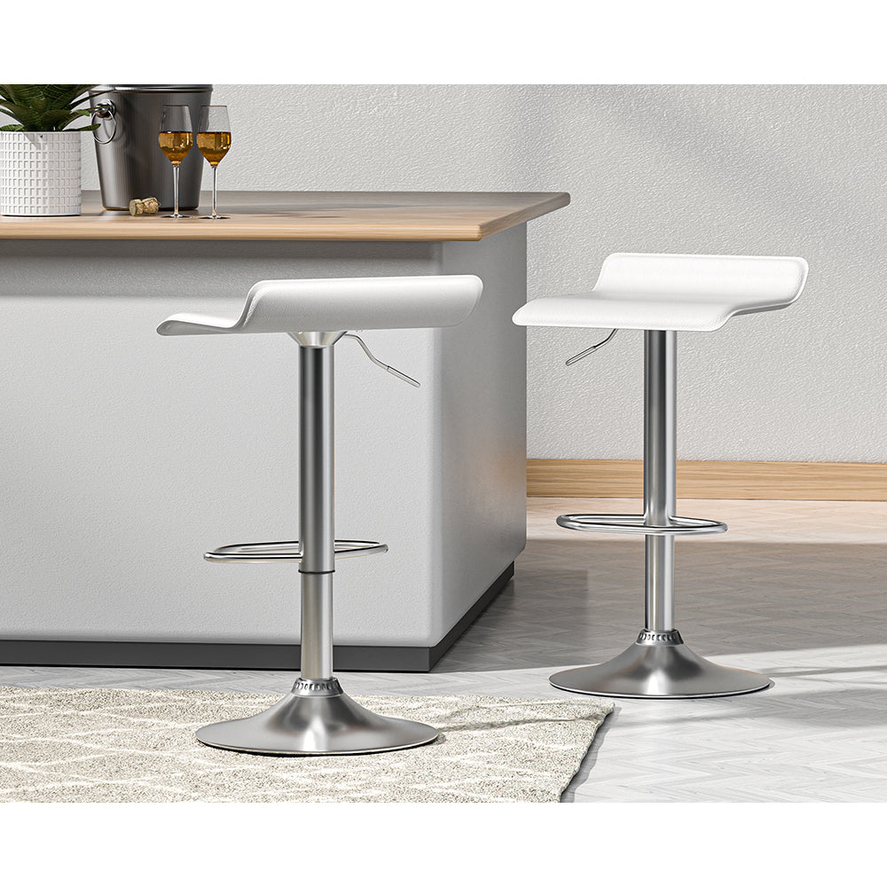 Marlook 2x Bar Stools Faux Leather Chair White