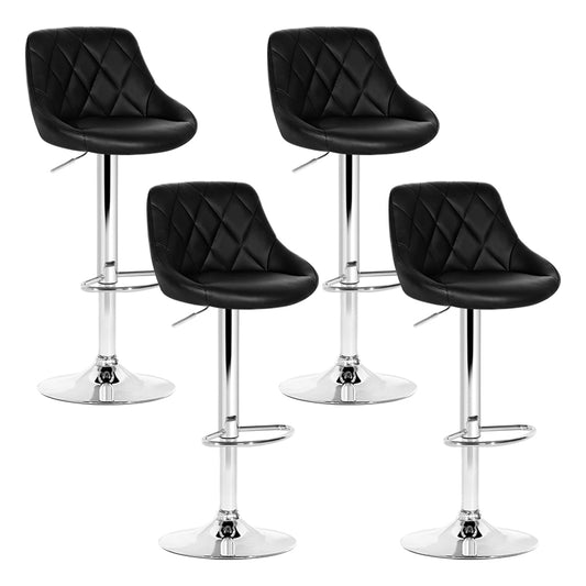 Marlook 4x Bar Stools Leather Padded Gas Lift Black