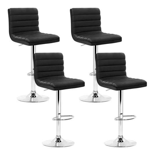 Marlook 4x Bar Stools Padded Leather Gas Lift Black