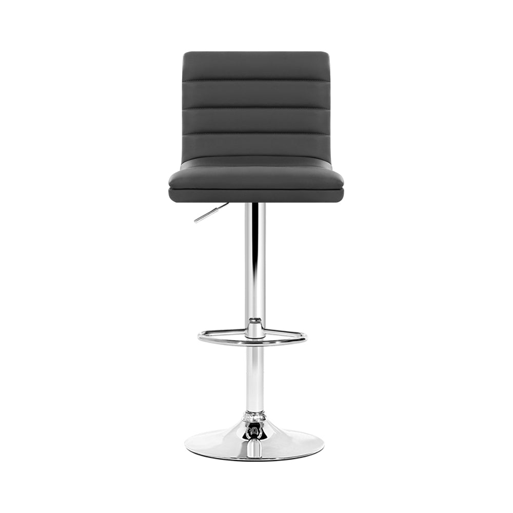 Marlook 2x Bar Stools Padded Leather Gas Lift Grey