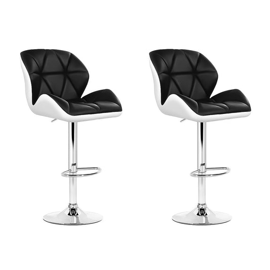 Marlook 2x Bar Stools Gas Lift Padded Leather Black & White