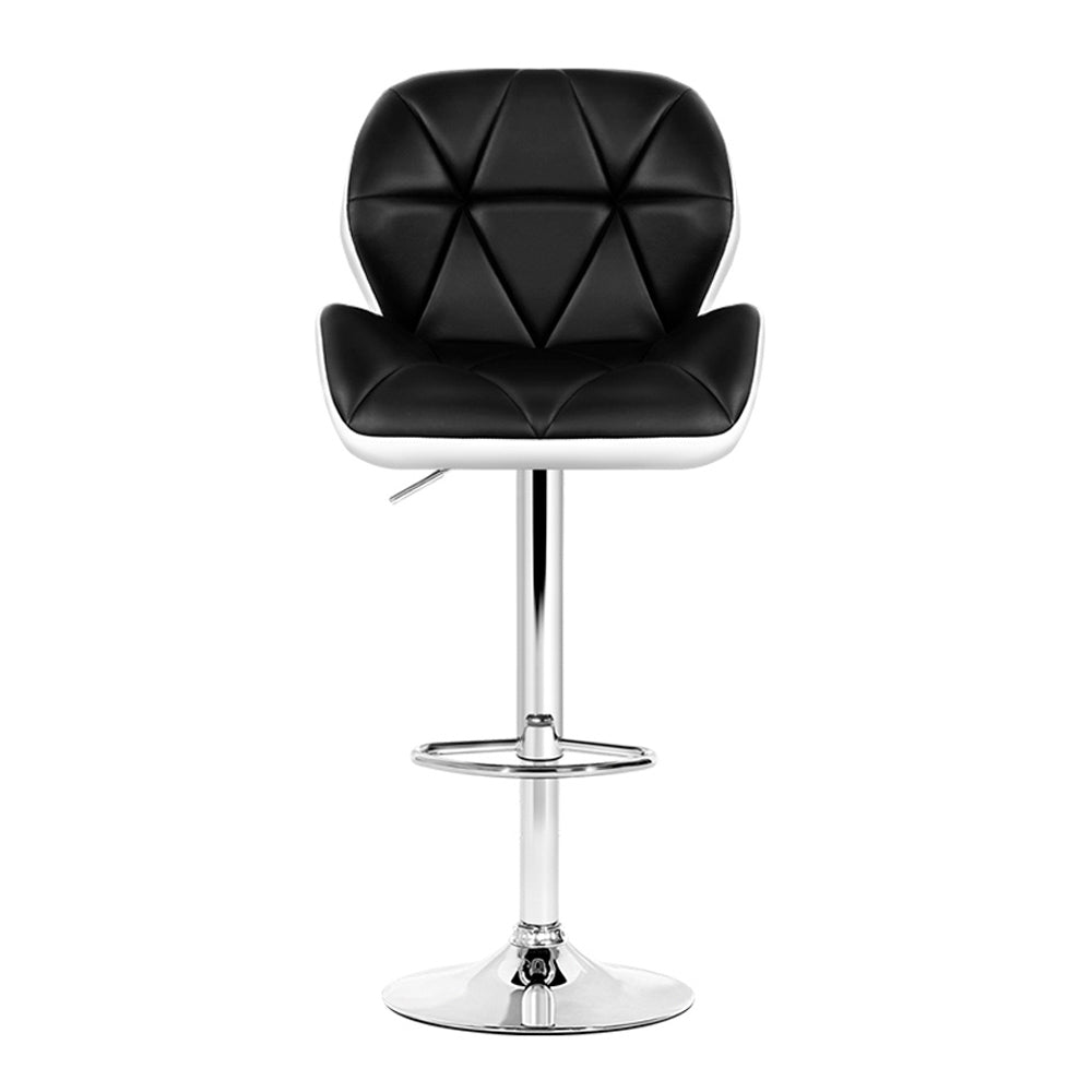 Marlook 2x Bar Stools Gas Lift Padded Leather Black & White
