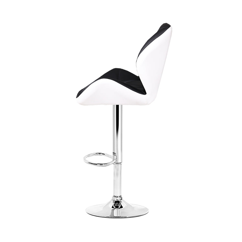 Marlook 2x Bar Stools Gas Lift Padded Leather Black & White