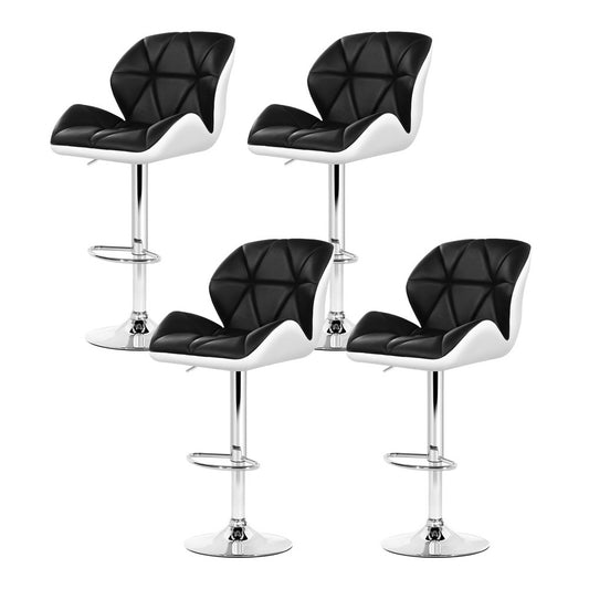 Marlook 4x Bar Stools Gas Lift Padded Leather Black & White