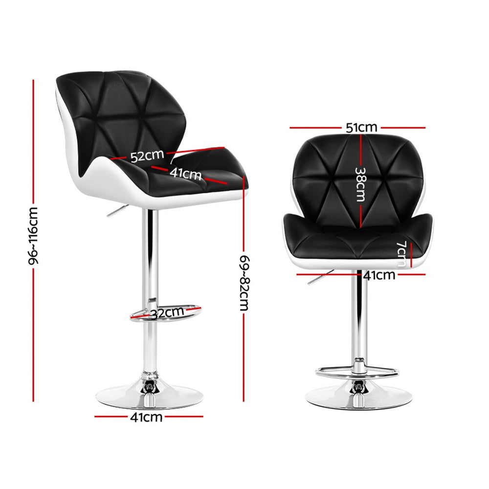 Marlook 4x Bar Stools Gas Lift Padded Leather Black & White