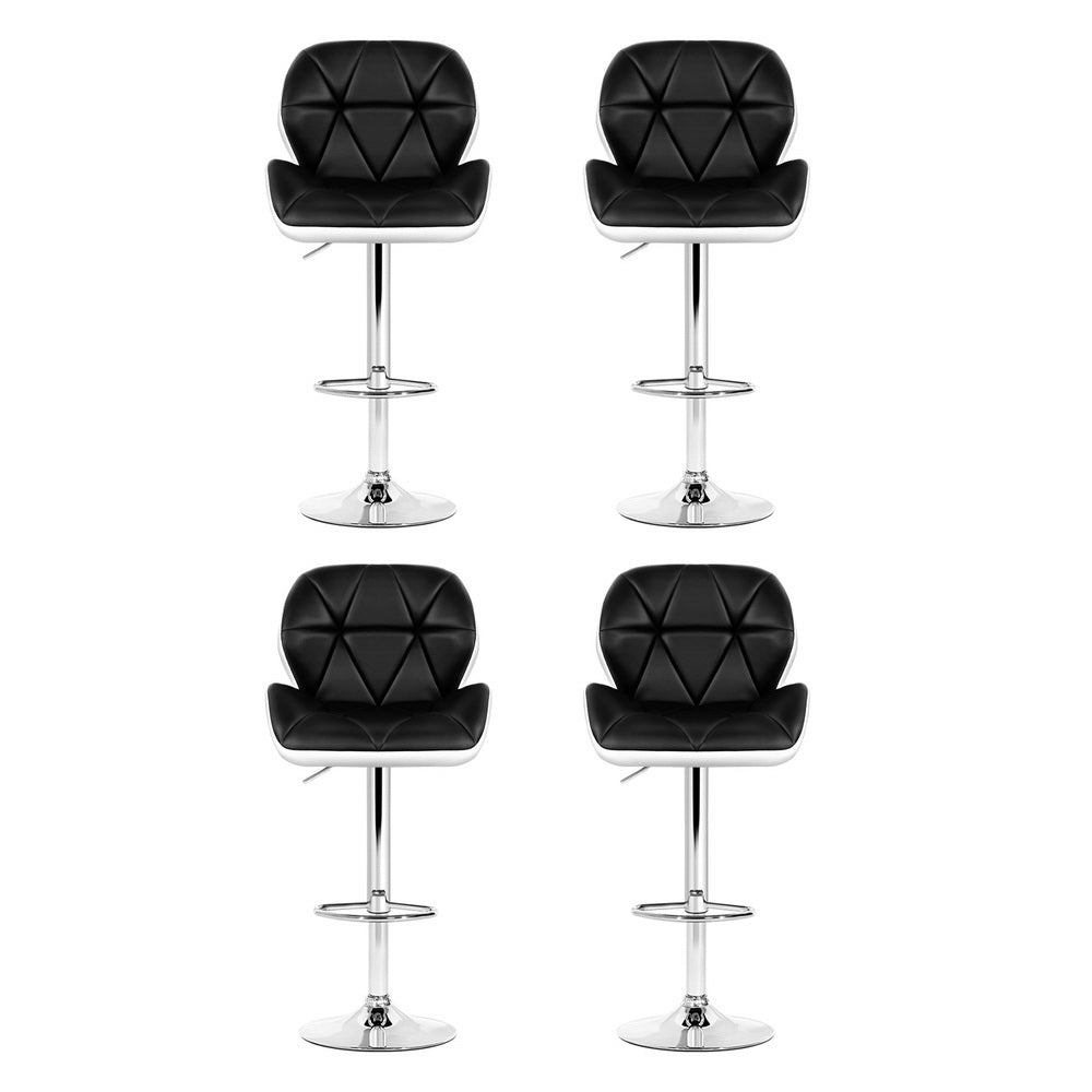 Marlook 4x Bar Stools Gas Lift Padded Leather Black & White