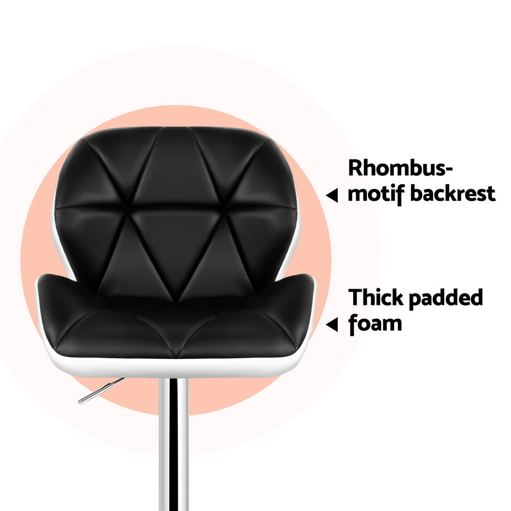 Marlook 4x Bar Stools Gas Lift Padded Leather Black & White