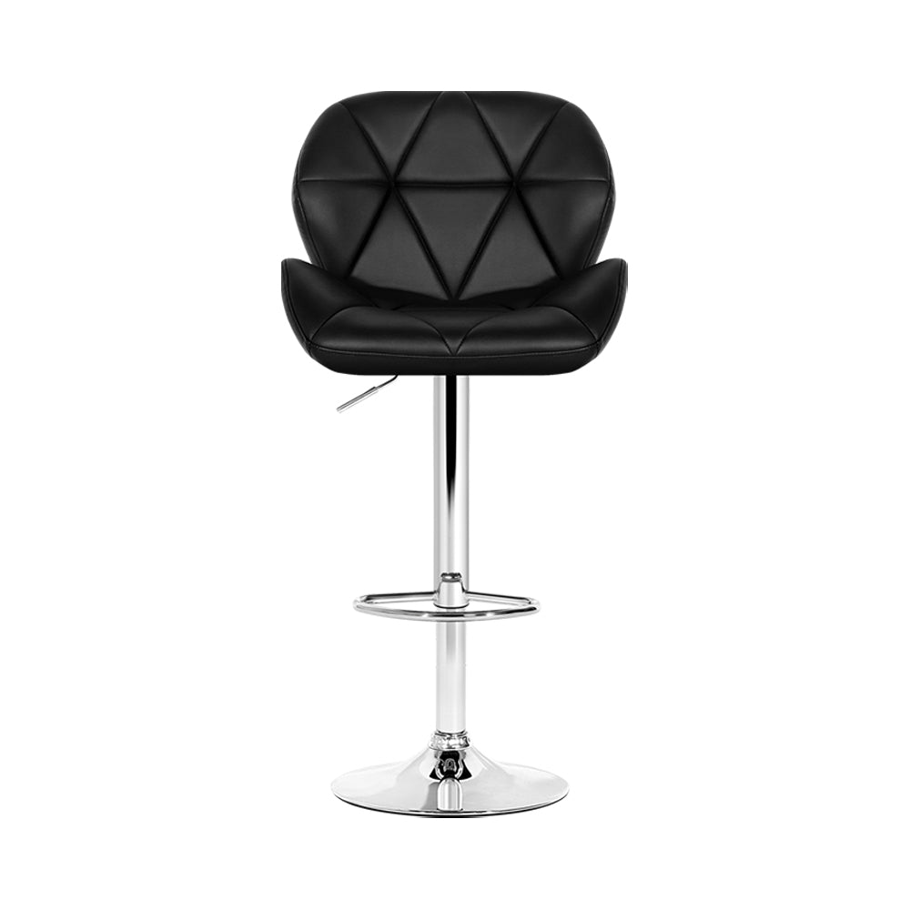 Marlook 2x Bar Stools Gas Lift Padded Leather Black