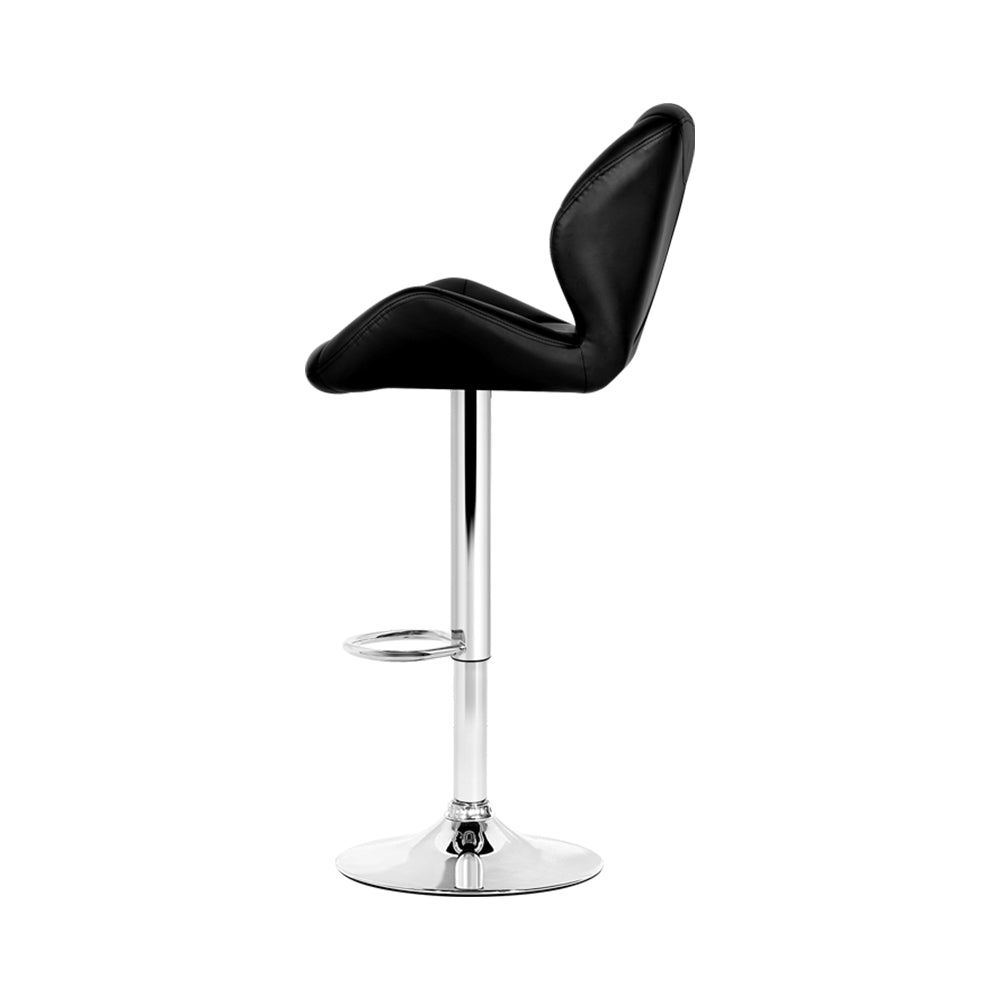 Marlook 2x Bar Stools Gas Lift Padded Leather Black